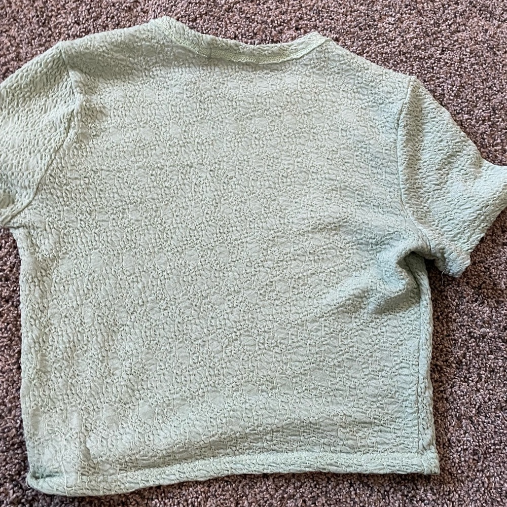 RSQ Green Cuffed Sleeve Crop Top